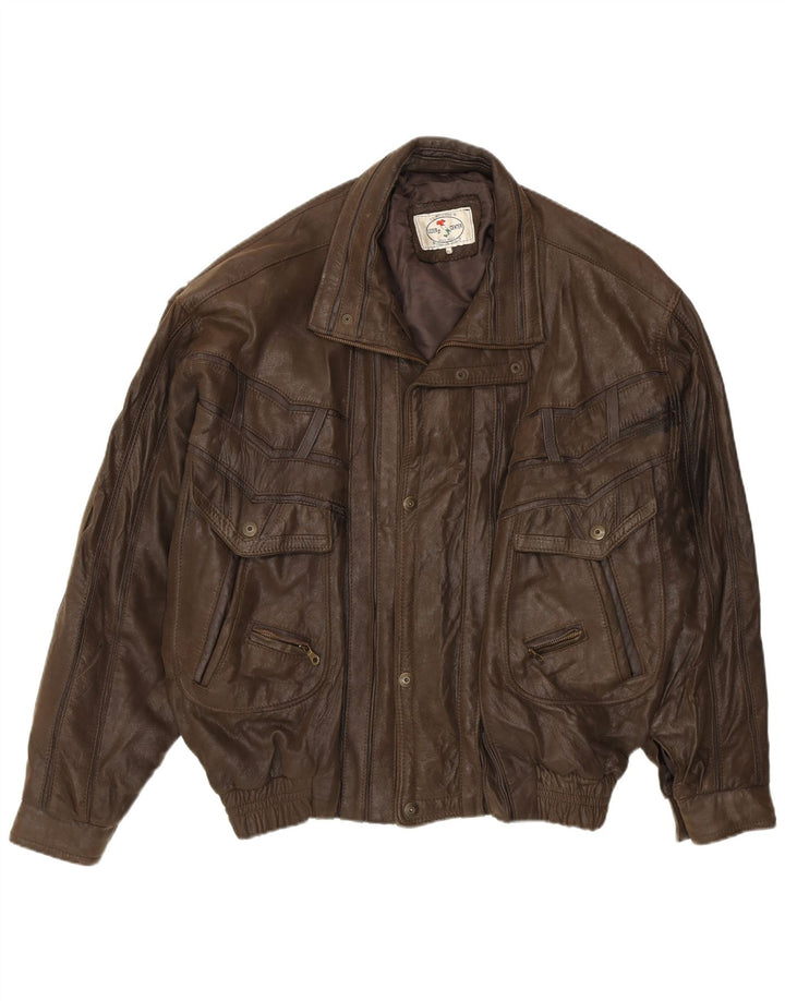 Jachetă din piele vintage pentru bărbați UK 42 XL din piele maro