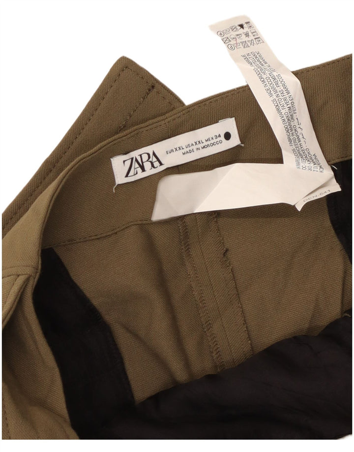 Pantaloni Capri pentru femei Zara 2XL W36 L20 Kaki Poliester