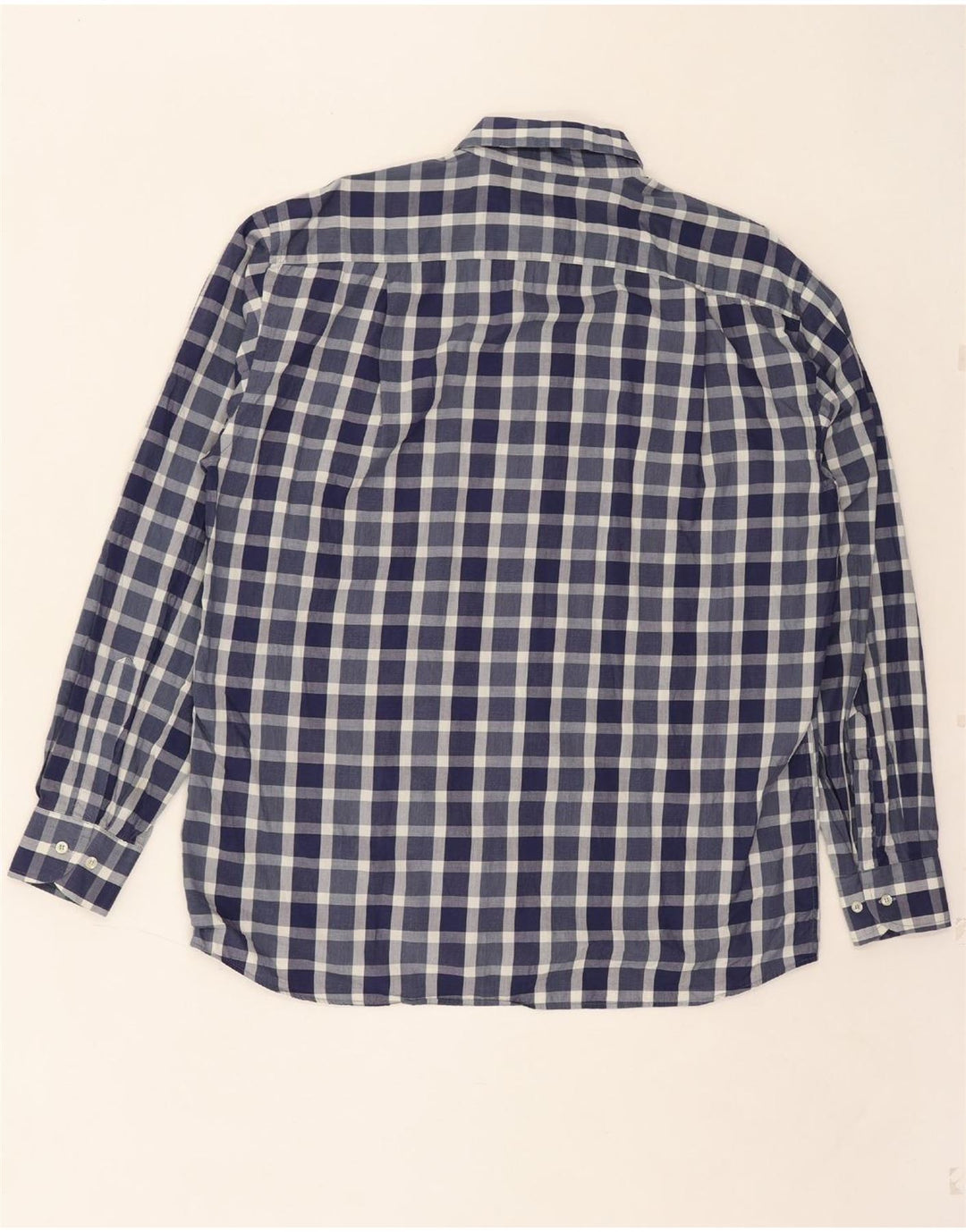 ROCCOBAROCCO Mens Shirt Size 16 1/2 42 Large Navy Blue Check Cotton Vintage Roccobarocco and Second-Hand Roccobarocco from Messina Hembry 