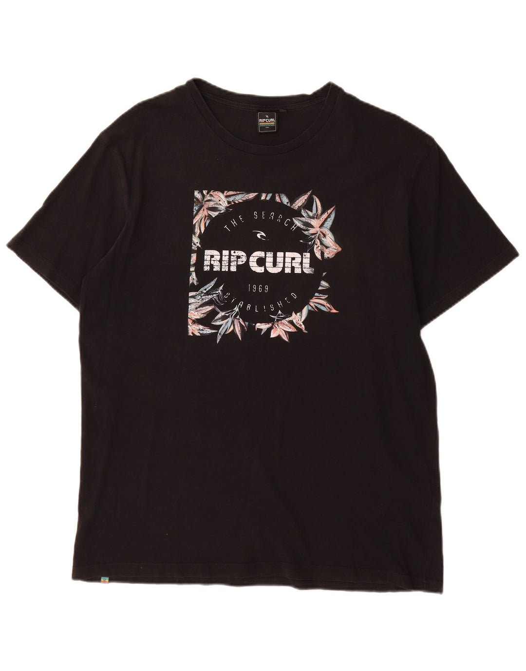 RIP CURL Mens Graphic T-Shirt Top Medium Black Cotton