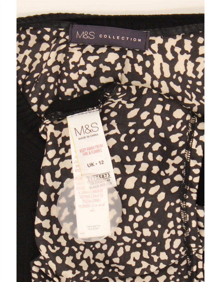 Marks & Spencer Top pentru femei cu mânecă lungă UK 12 Medium Black Animal Print