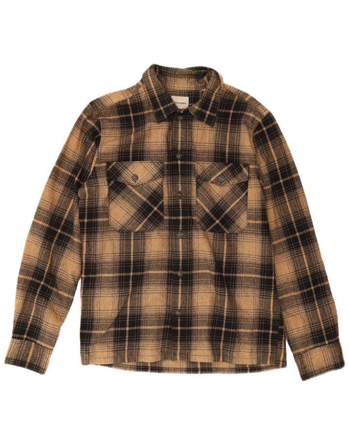 Cămașă Jack & Jones pentru bărbați, din bumbac cu carouri maro mediu