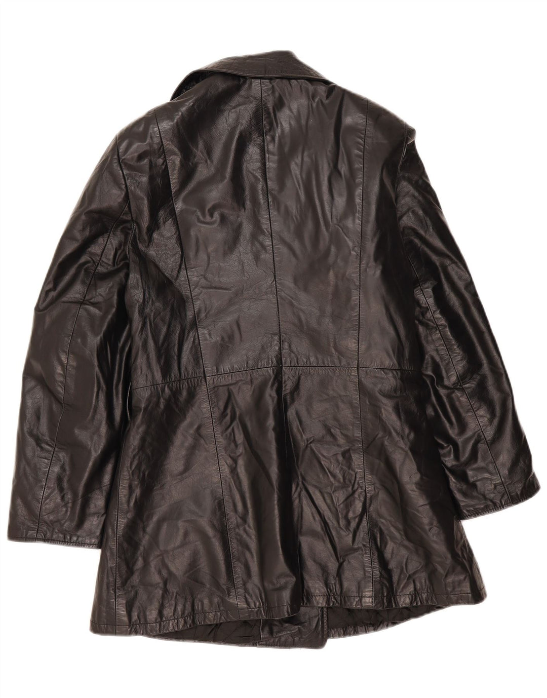 Palton din piele vintage pentru femei la dublu piept IT 44 mediu negru