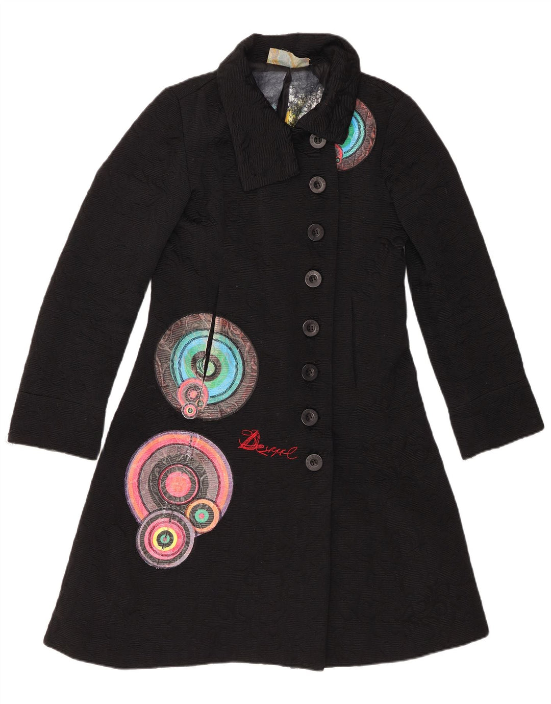DESIGUAL Pardesiu pentru femei cu model abstract EU 40 bumbac mediu negru