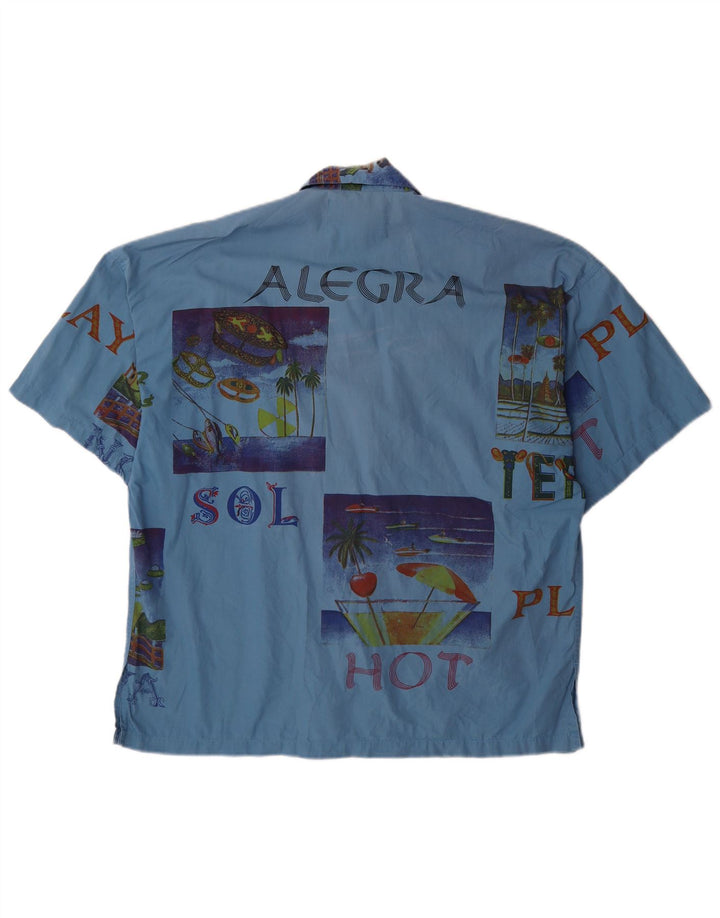 Cămașă cu mânecă scurtă pentru bărbați TERRANOVA, din bumbac mozaic albastru mediu