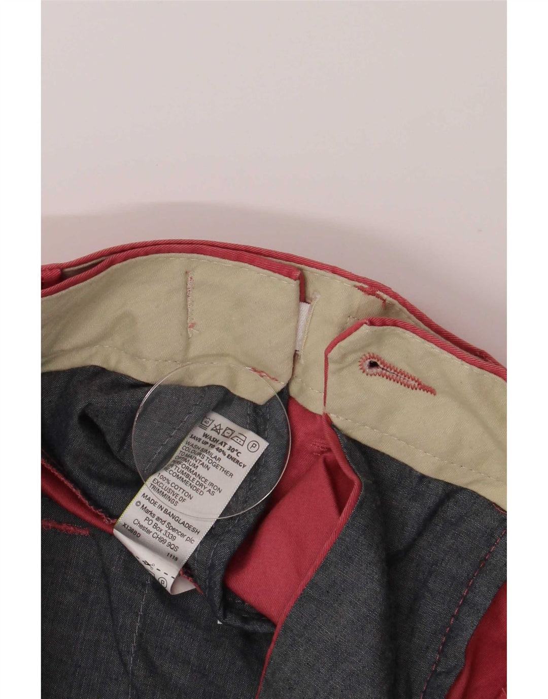 Pantaloni scurți chino pentru bărbați Marks & Spencer, de culoare normală, W32, bumbac roz mediu