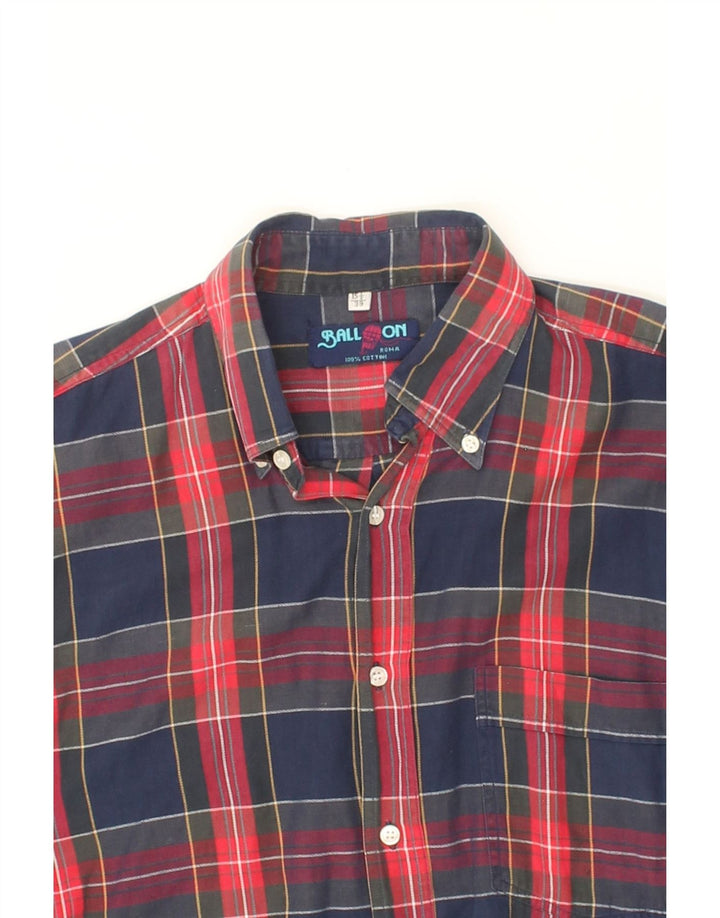 BALLOON Mens Flannel Shirt Size 39 15 1/2 Medium Red Check Vintage Balloon and Second-Hand Balloon from Messina Hembry 