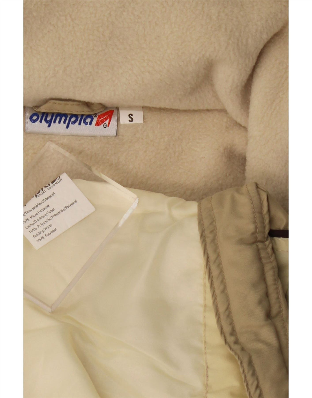 OLYMPIA Mens Oversized Graphic Windbreaker Jacket UK 36 Small Beige