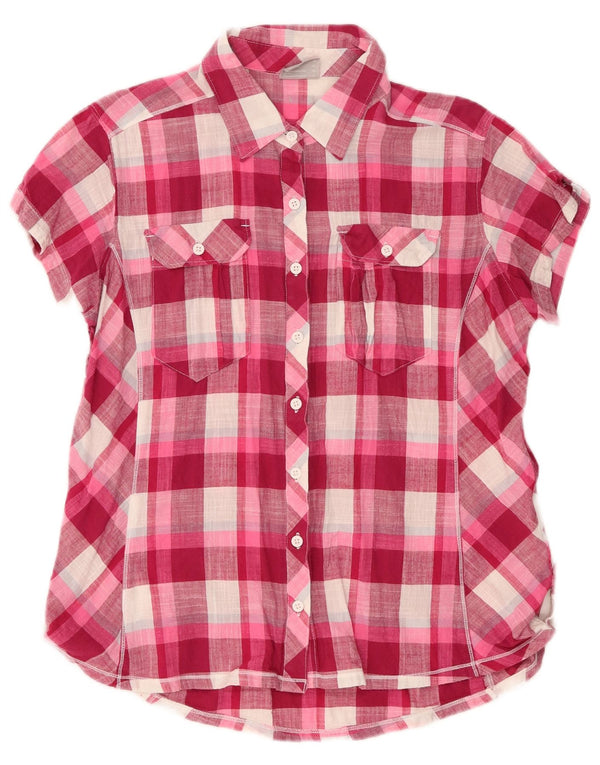 Columbia Womens Short Sleeve Shirt UK 18 XL Pink Check Cotton