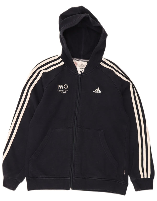 Pulover ADIDAS pentru băieți, cu fermoar, 11-12 ani, bumbac bleumarin