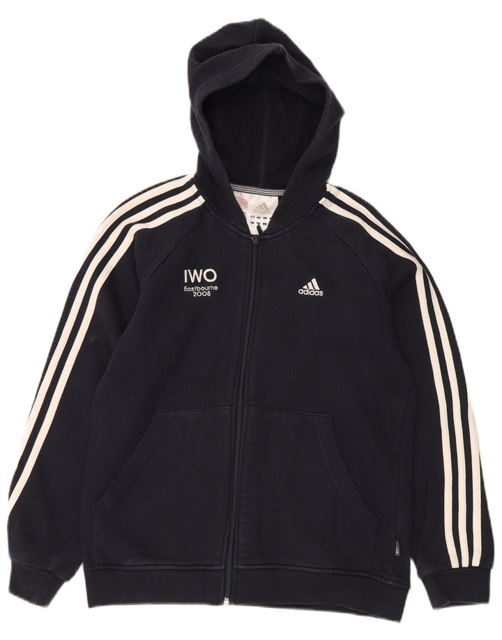 Pulover ADIDAS pentru băieți, cu fermoar, 11-12 ani, bumbac bleumarin