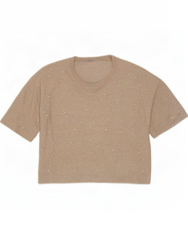 Bluză supradimensionată Trafaluc pentru femei Zara UK 10 Small Beige Spotted