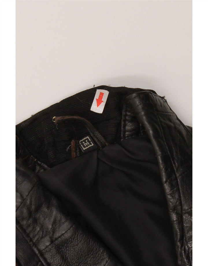 Jachetă Bomber din piele vintage pentru femei UK 12 Piele neagră medie