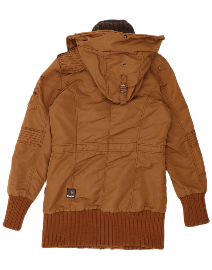 Jachetă parka militară cu glugă KHUJO pentru femei UK 14 Poliester maro mediu