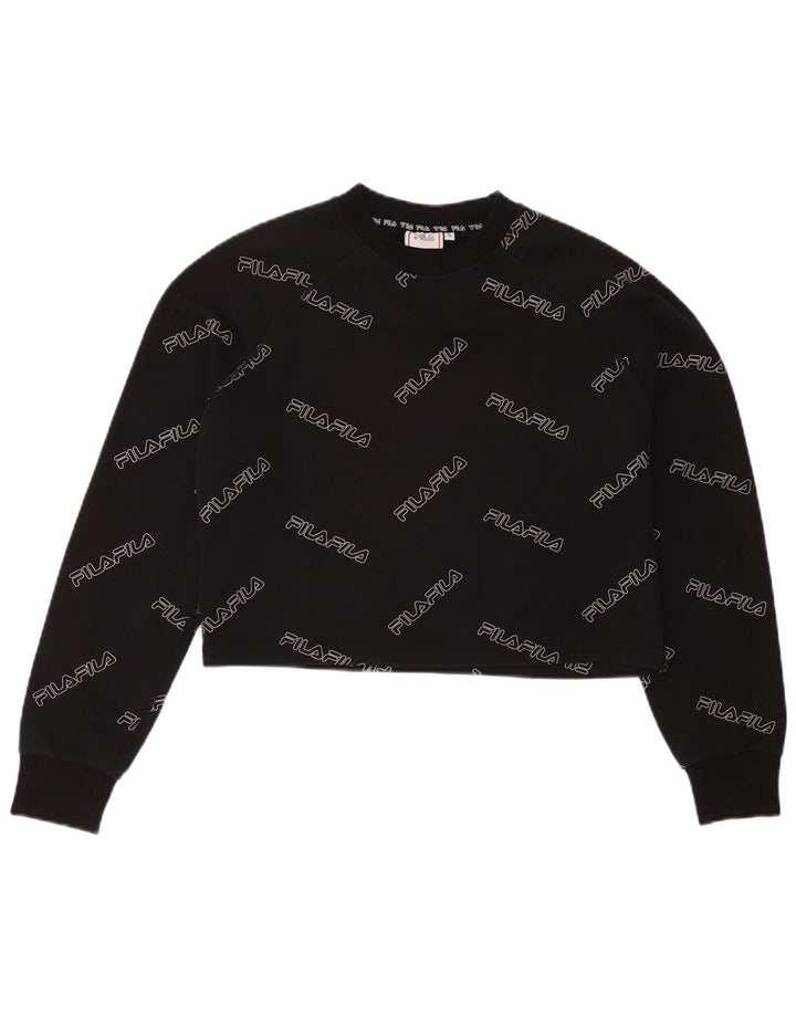 Pulover pentru femei Fila Oversized Graphic Crop Pulover UK 10 Mic Negru
