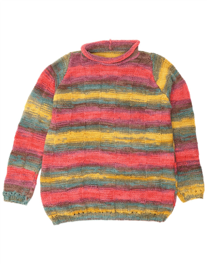 Pulover Vintage pentru bărbați cu gât rulat, cu dungi mari, multicolore