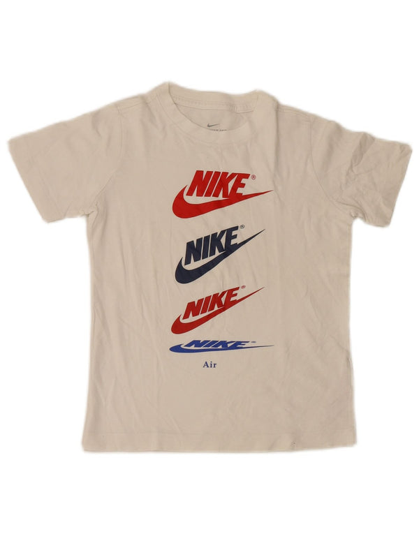 Nike Boys Standard Fit Graphic T-Shirt Top 8-9 Years Small White Cotton