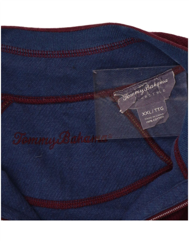 TOMMY BAHAMA Pulover pentru bărbați, cu fermoar, cu gât, bumbac violet 2XL