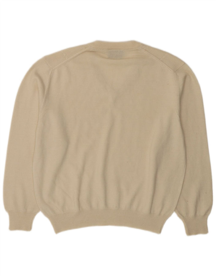 Pulover cu decolteu în V BIBO pentru femei IT 50 XL din lână alb catifelat