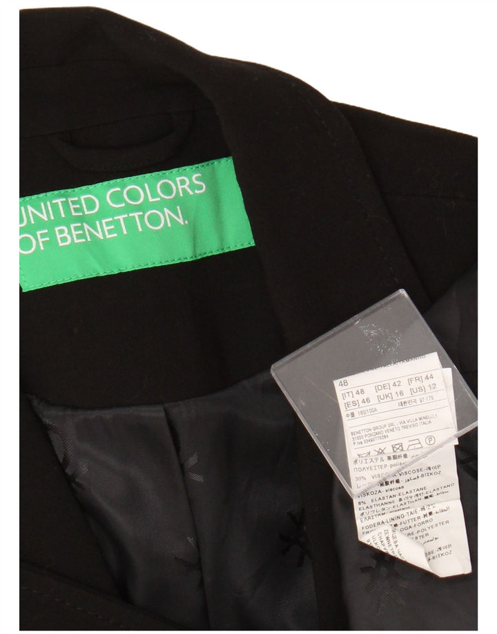 Jachetă pentru femei Benetton cu 1 nasture, UK 16, poliester negru mare