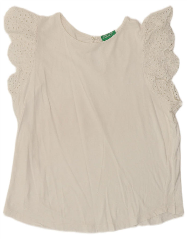 Bluză pentru femei BENETTON UK 16, mare, alb, bumbac