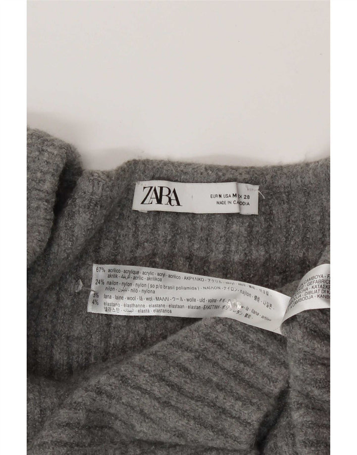 Top femeie Zara cu mânecă lungă UK 12, gri mediu acrilic