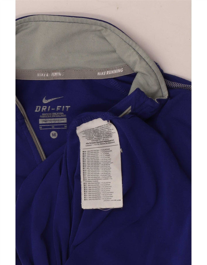 Top de trening Nike Dri Fit Zip Neck Pullover pentru femei UK 12 Medium Blue