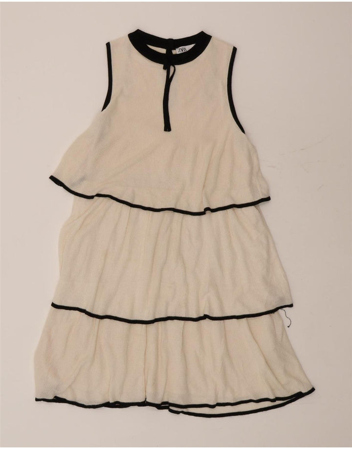 Rochie cu etaje pentru femei Zara UK 10 Small White Viscose