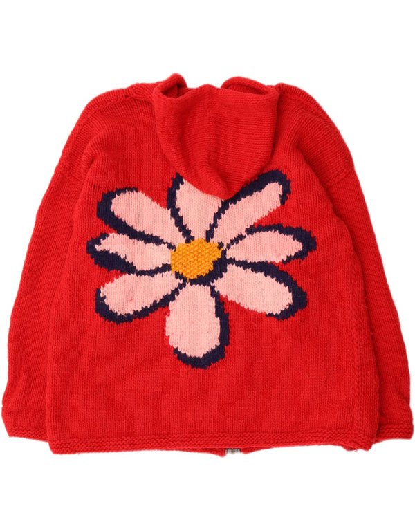 Cardigan cu glugă cu grafică vintage pentru femei UK 22 3XL Roșu Floral