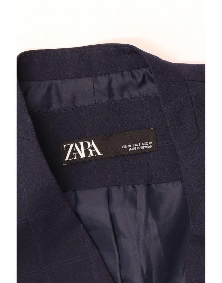Jachetă Blazer Femei Zara 1 Buton EU 38 Mic Bleumarin Check
