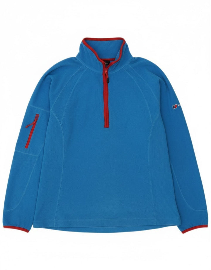 Jumper pentru femei Berghaus, cu fermoar și gât, din lână UK 14, mare, albastru