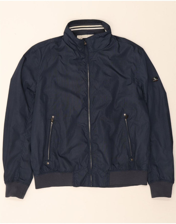 WAMPUM Mens Bomber Jacket UK 40 Large Navy Blue Polyester Vintage Wampum and Second-Hand Wampum from Messina Hembry 