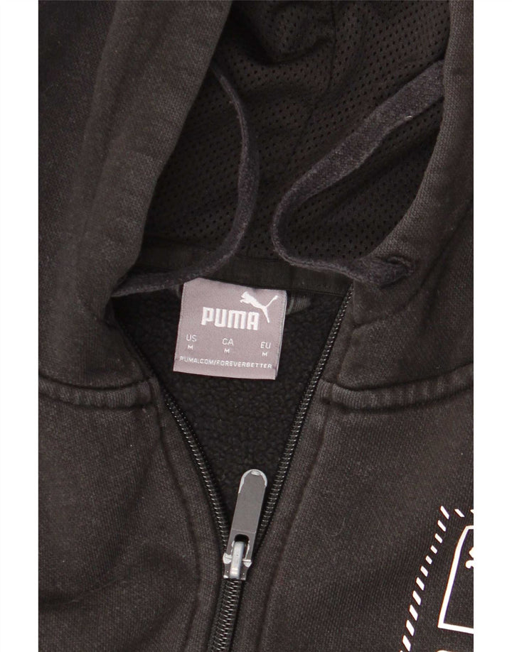 Pulover Puma Graphic Zip pentru bărbați, bumbac mediu negru