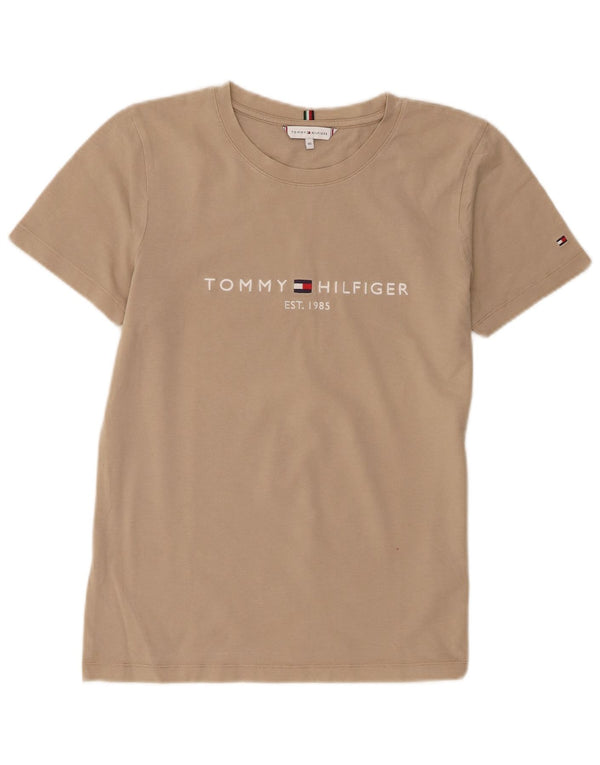Tricou grafic Tommy Hilfiger pentru femei Top UK 6 XS Bej Bumbac