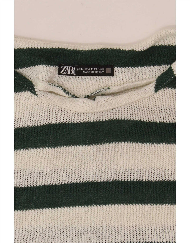 Top tricou pentru femei Zara UK 14 Medium White Striped
