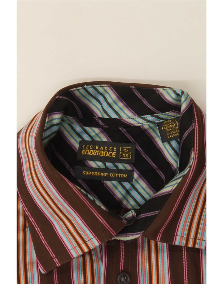 Cămașă formală pentru bărbați Ted Baker Mărimea 38 15 Bumbac cu dungi maro mediu