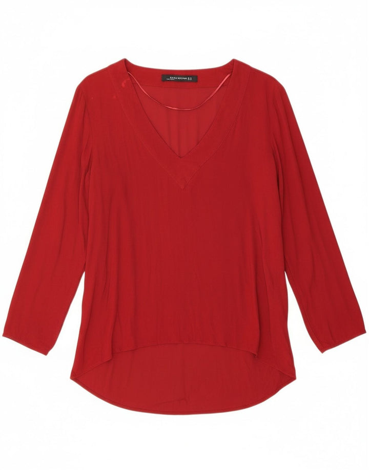 Top cu tunică cu mânecă lungă pentru femei Zara UK 14 Medium Red