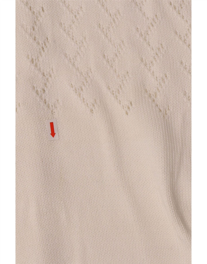 Pulover cardigan vintage pentru femei UK 14 Medium White