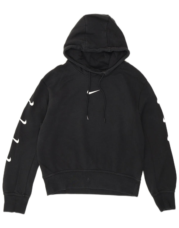Pulover Nike cu capota cu grafic pentru femei UK 14, bumbac mediu negru