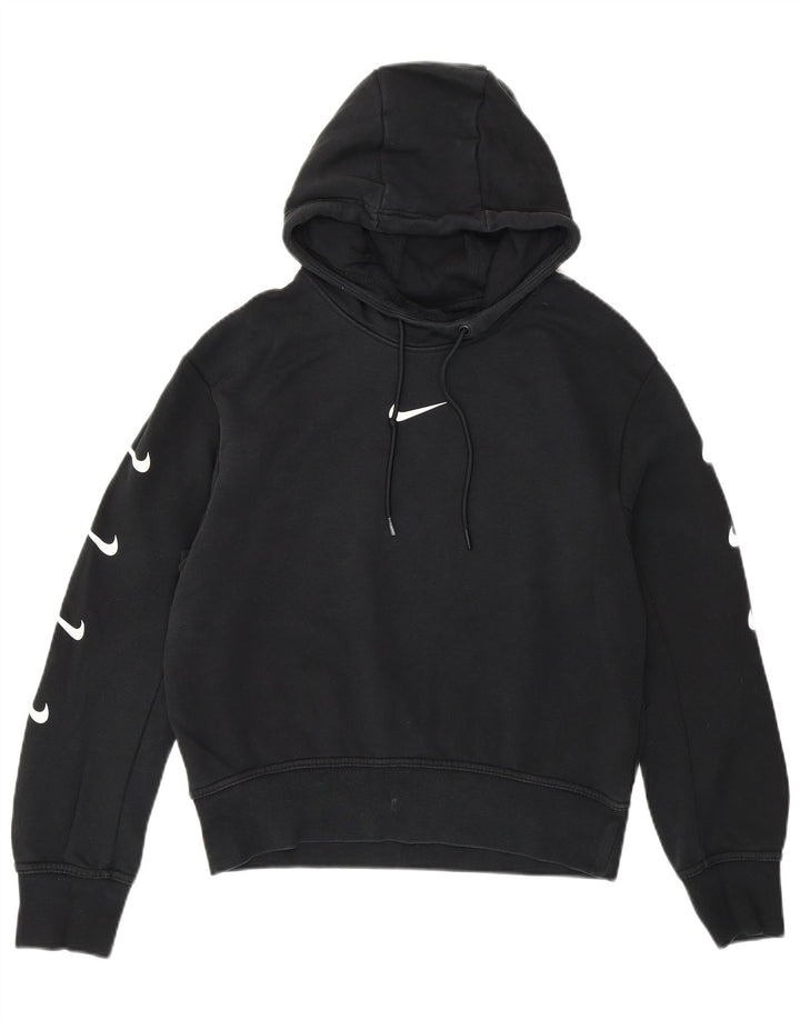 Pulover Nike cu capota cu grafic pentru femei UK 14, bumbac mediu negru
