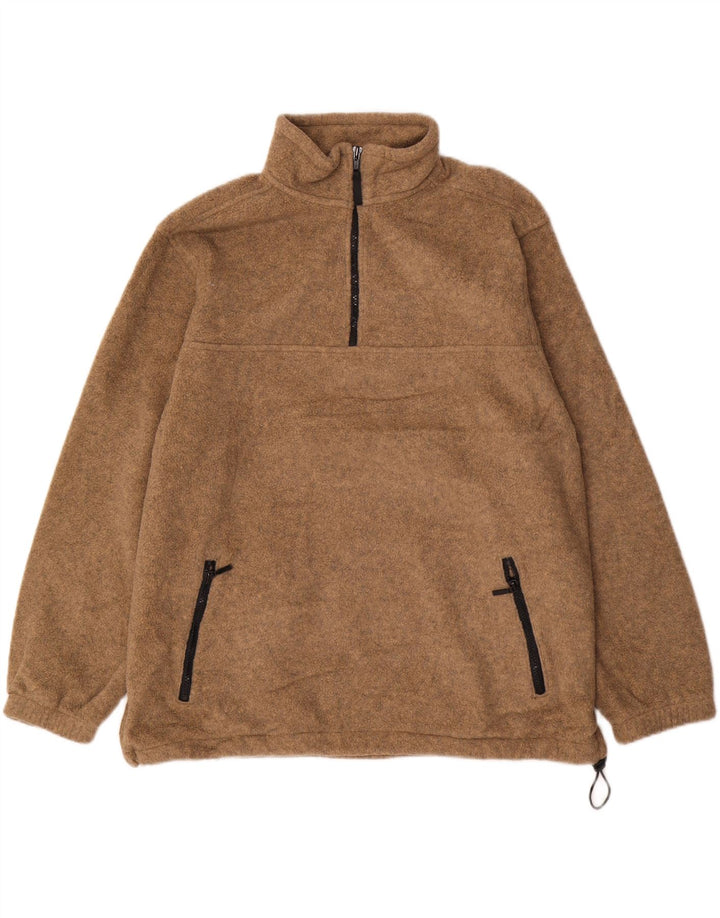 EDDIE BAUER Pulover pentru bărbați, cu fermoar, lână, XL, maro, poliester