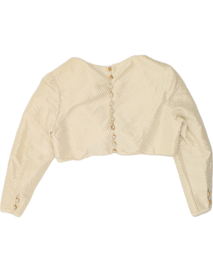 VINTAGE Womens 3/4 Sleeve Crop Blouse Top UK 12 Medium Off White Vintage Vintage and Second-Hand Vintage from Messina Hembry 