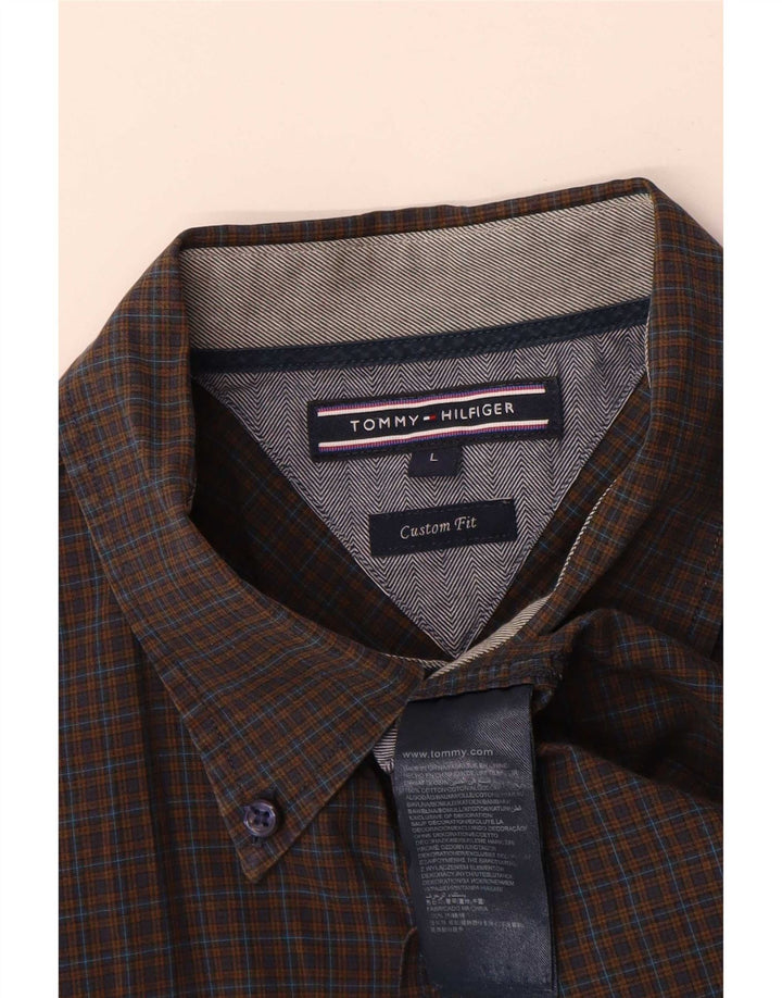 Cămașă personalizată pentru bărbați Tommy Hilfiger, bumbac cu carouri maro mari