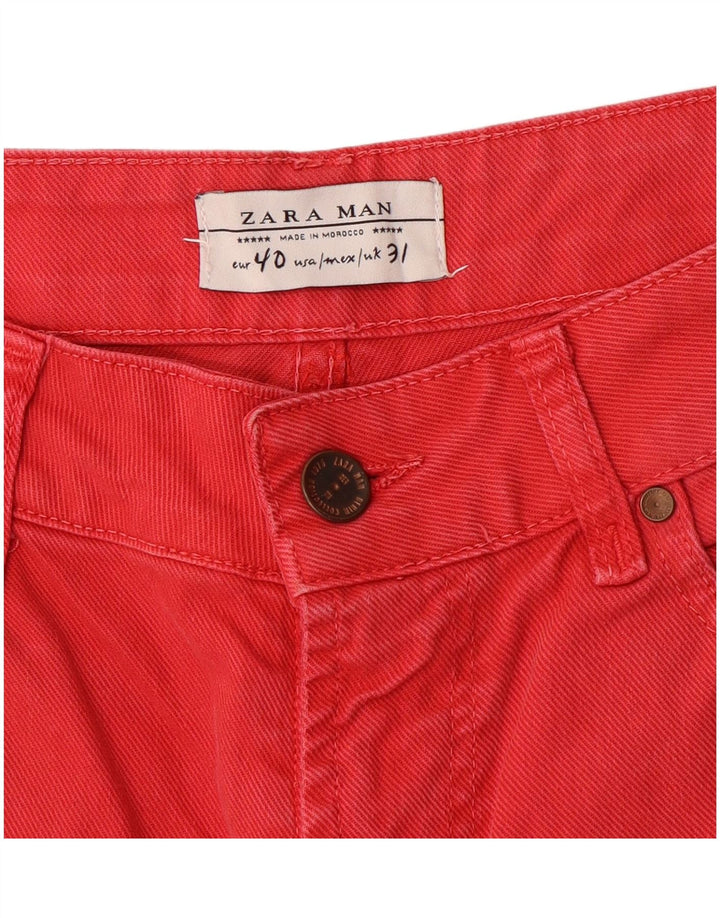 Pantaloni scurți din denim pentru bărbați Zara EU 40 Medium W31 Roșu