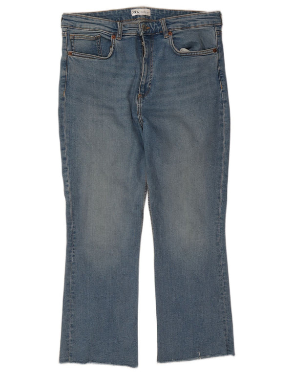 Blugi Zara pentru femei Crop Bootcut EU 46 XL W36 L25 Albastru