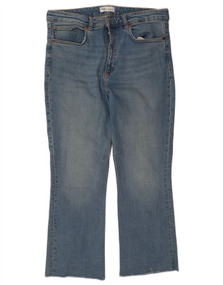 Blugi Zara pentru femei Crop Bootcut EU 46 XL W36 L25 Albastru