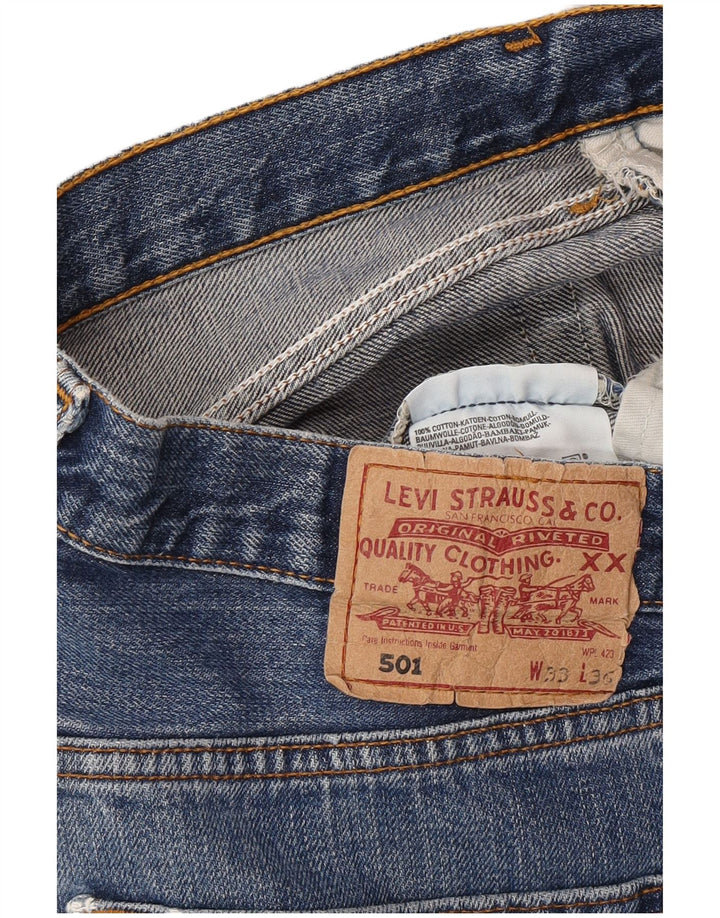 Pantaloni scurți din blugi pentru bărbați LEVI'S 501 W33, bumbac albastru mediu