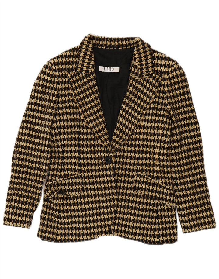 Jachetă Blazer pentru femei Marella cu 1 nasture UK 14 Mare maro Houndstooth