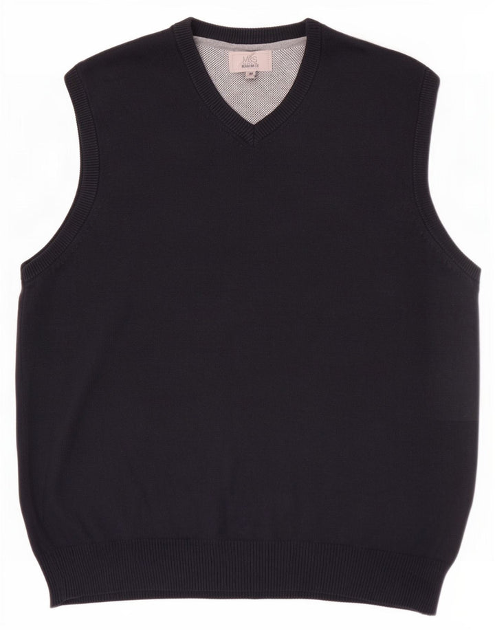 Marks & Spencer Mens Regular Fit Vest Tank Top Bumbac mediu bleumarin