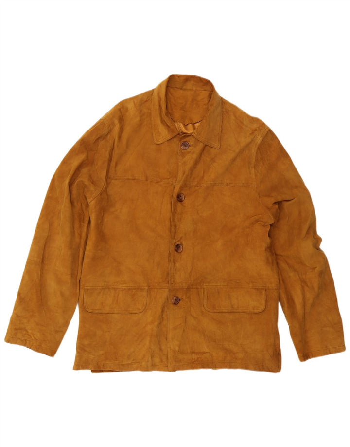 Geaca de piele intoarsa pentru barbati vintage IT 52 XL din piele bej